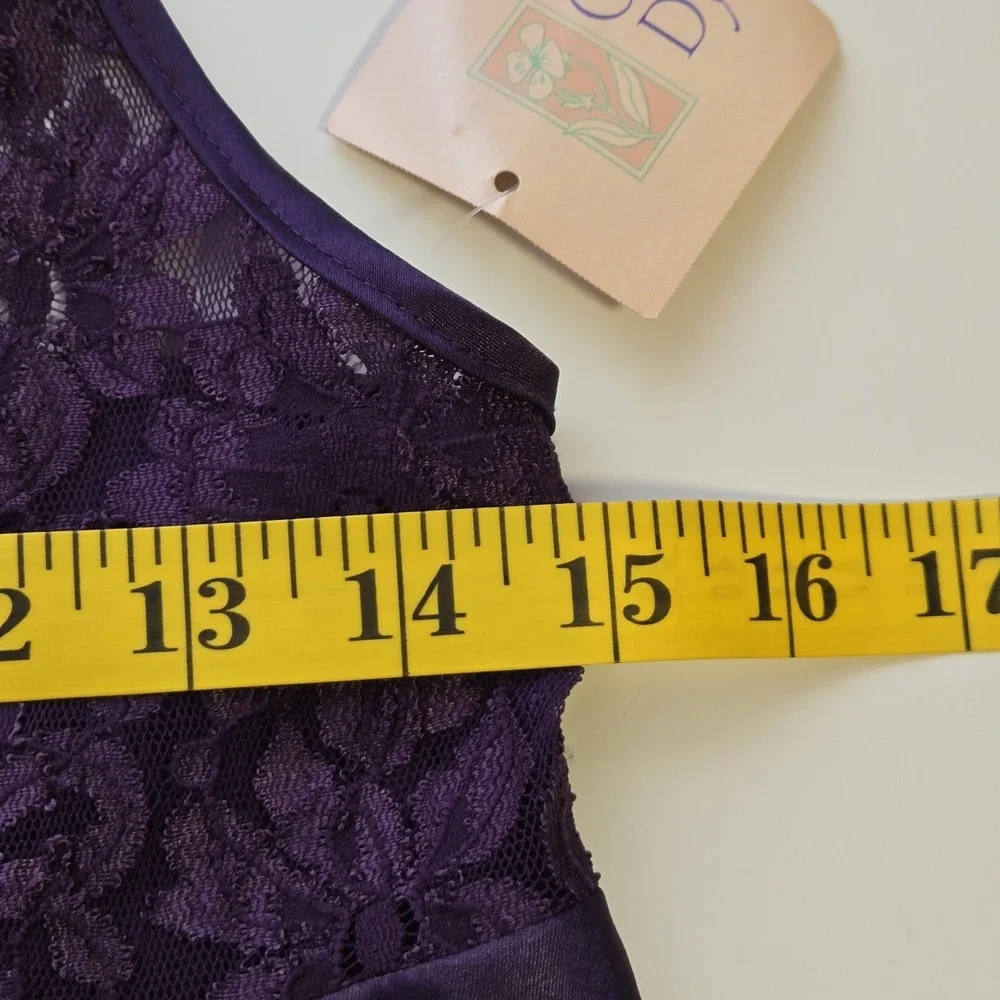 California Dynasty Vtg‎ Purple Satin Lace Nightgown Chemise Size S Slip Lingerie